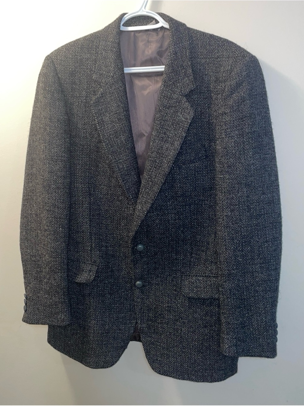 Vintage Heritage Classic Harris Tweed Blazer Herringbone 100% Wool Scotland